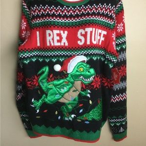 NWT HOLIDAY TIME UGLY CHRISTMAS SWEATER    “ I REX STUFF “    XL (46-48)